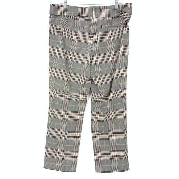 Loft Womens Size 12 Plaid Tie Waist Straight Trouser Pants Flat Front Multicolor - Picture 2 of 7